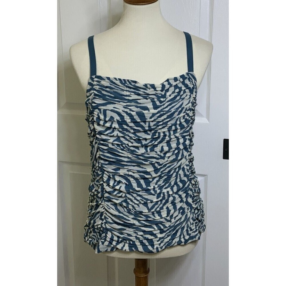 TORRID Stretch Mesh Cropped Shirred Cami Zebra Green Ivory Size 0  Large 12 NWT